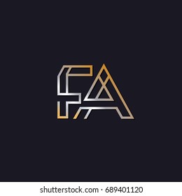 FA initial letters elegant logo golden silver black background
