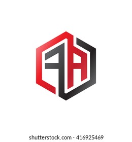 FA initial letters loop linked hexagon logo red black
