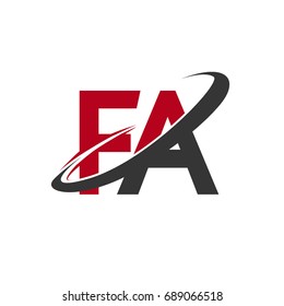 FA initial logo company name colored red and black swoosh design, isolated on white background. vector logo for business and company identity.