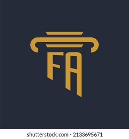 FA initial logo monogram with pillar icon design vector image