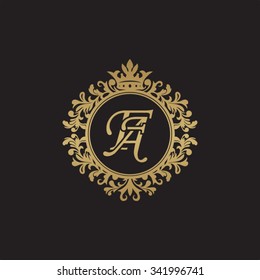 FA initial luxury ornament monogram logo