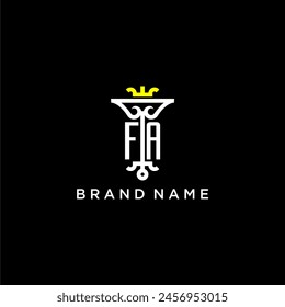 FA initial monogram brand logo design for crown vector image