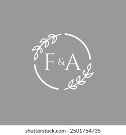 FA initial monogram decoration for wedding logo with creative leaf line