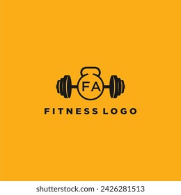 FA monograma inicial para fitness o gimnasio logo con diseño de barra creativa