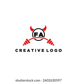 FA initial monogram for fitnes or gym logo with devil style design
