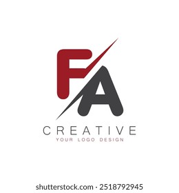 Monograma inicial de la FA con el logotipo creativo de la letra