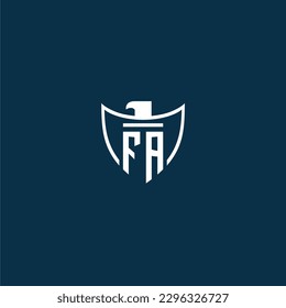 FA initial monogram logo for shield with eagle image vector design