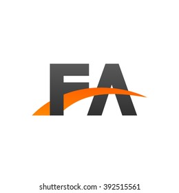 FA initial overlapping swoosh letter logo black orange