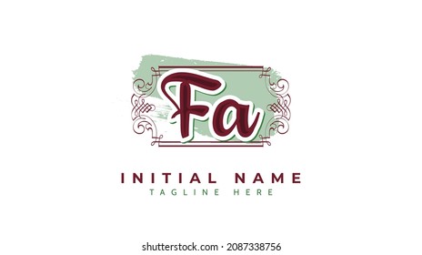 Fa Initials, handwriting logo vector