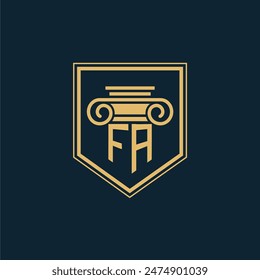 FA Initials Anwaltskanzlei Logo Anwaltslogo mit kreativem Rechtselement