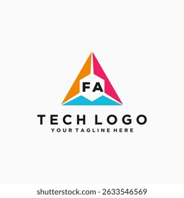 FA Initials Tech Logo Vector Art Icons and Graphics