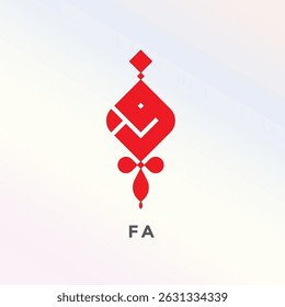 FA Kufi Calligraphy Abstract Logo Red logo design vector illustration