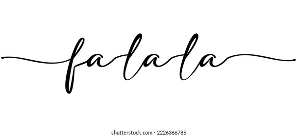 Fa la la - Christmas word Continuous one line calligraphy. Minimalistic handwriting with white background