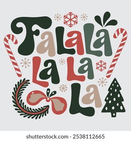 Fa la la la la retro groovy Christmas  Sublimation Bundle, Holidays Design Trees, cricut