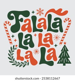 Fa la la la la retro groovy Christmas  Sublimation Bundle, Holidays Design Trees, cricut