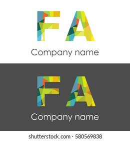 FA letter abstract mosaic shape icon colorful