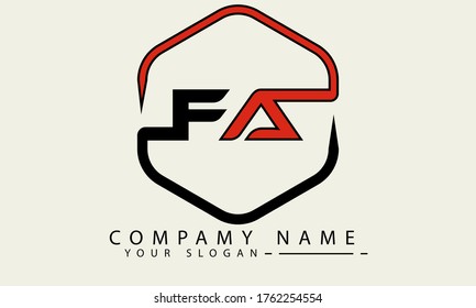 FA letter based logo design template vector