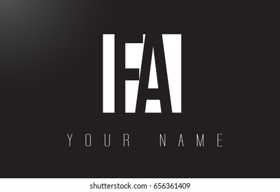 FA Letter Logo With Black and White Letters Negative Space Design.