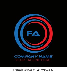 Diseño creativo del logotipo de la letra FA. FA diseño único. Diseño del logotipo de la letra de FA sobre fondo negro.