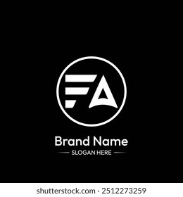 FA Letter Logo Design. Black Background.