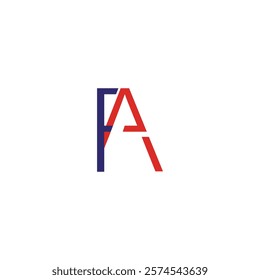 fa letter logo design with red and blue color