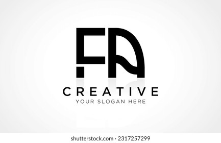 Plantilla vectorial de diseño de logotipo de carta FA. Diseño De Logotipo Alphabet First Letter FA Con Una Ilustración Empresarial De Reflejo Brillante.