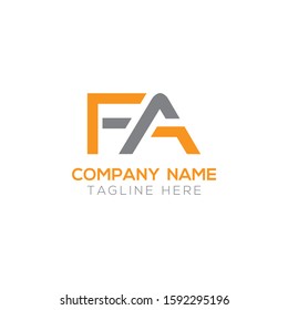 FA Letter Logo Modern Business Vector Template. Initial FA Logo Design With Orange and Grey Color