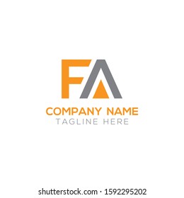 FA Letter Logo Modern Business Vector Template. Initial FA Logo Design With Orange and Grey Color