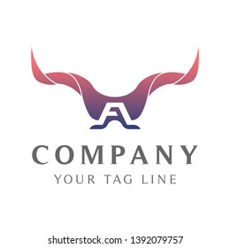 FA letter logo template with horns.