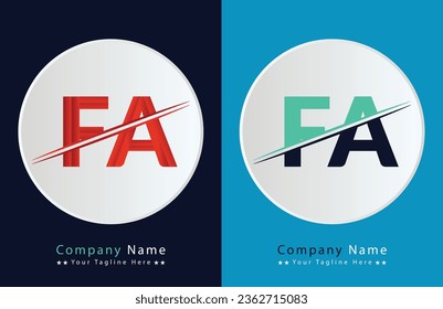Diseño de la ilustración de la plantilla del logotipo de la carta FA.