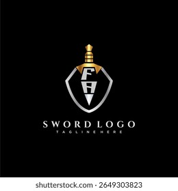 FA carta monograma de luxo para escudo e espada estilo imagem