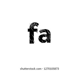 FA Letter Scratch Hand Drawn Chalk Effect Monogram Logotype