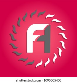 FA letters abstract logotype design with circle ornament