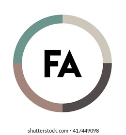 FA letters, four colors in abstract background logo, design identity in circle, alphabet letter