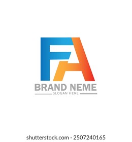 Símbolo simple del logotipo del estilo colorido del gradiente del logotipo de FA 