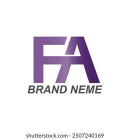 Símbolo simple del logotipo del estilo colorido del gradiente del logotipo de FA 