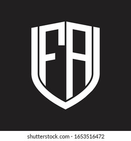 FA Logo monogram with emblem shield design isolated on black background