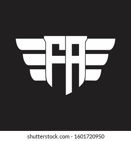FA Logo monogram with emblem and wings element design template