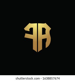 FA logo monogram with gold colors and shield shape design template