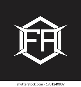 FA Logo monogram with hexagon and four taper shape design template