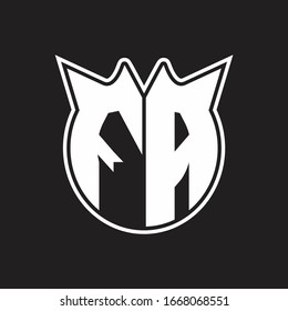 FA Logo monogram with horn shape style design isolated on black background