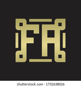 FA Logo monogram with piece line art design template