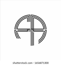 FA Logo monogram triple ribbon style line design template isolated on white background