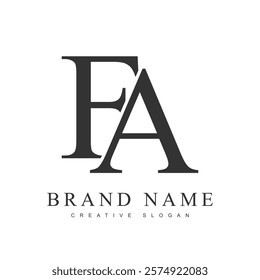 FA trendy logotype template. Initial letter f and a classic font style. Creative logo for company name or identity. Vector illustration.