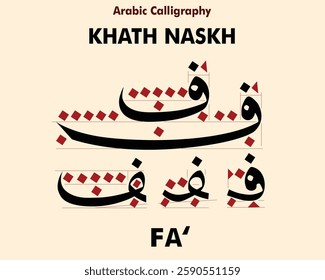 Fa' - Vector illustration of hijaiyah letters or Arabic alphabet. Arabic khat : Naskhi. Can be used for education, calligraphy, and ready to print. Letters Fa' with various types can be edited.