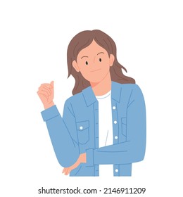 fA woman is clenching her fists and cheering. lat design style vector illustration.