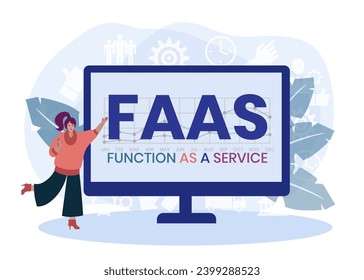 FAAS - Funktion als Service-Akronym. Hintergrund des Unternehmenskonzepts. Vektorgrafik-Konzept mit Schlagwörtern und Symbolen. Buchstabengrafik mit Symbolen für Webbanner, Flyer