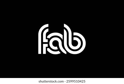 FAB Creative Unique Modern Letter Logo Design. Stylized logo featuring a unique letter design, presenting abstract minimalist aesthetics and modern appeal.
