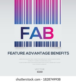 FAB-Mittelwert (Feature Advantage Benefits), Vektorgrafik.