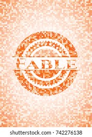 Fable abstract emblem, orange mosaic background